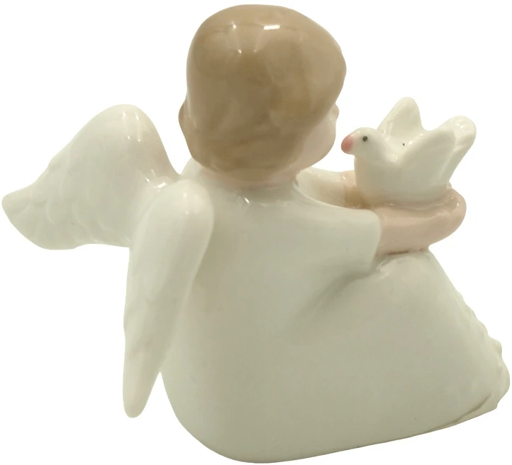 Porceliano angelo statulėlė su balandžiu, h 5,5 cm