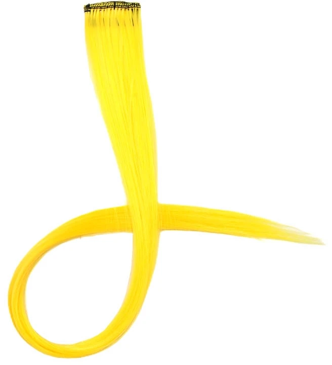 Prisegamos sintetinių plaukų sruogelės, 50 cm - Geltona