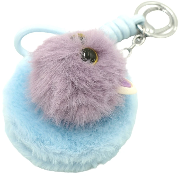 Pūkuotas raktų pakabukas-veidrodėlis Katinas - Violetinė