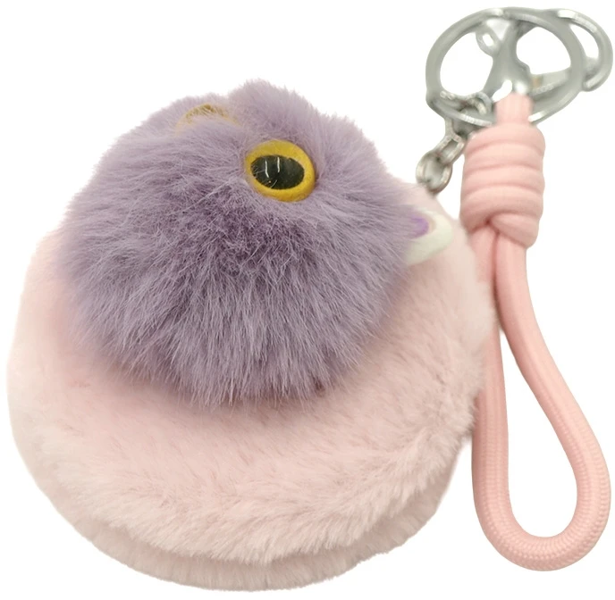 Pūkuotas raktų pakabukas-veidrodėlis Katinas - Violetinė