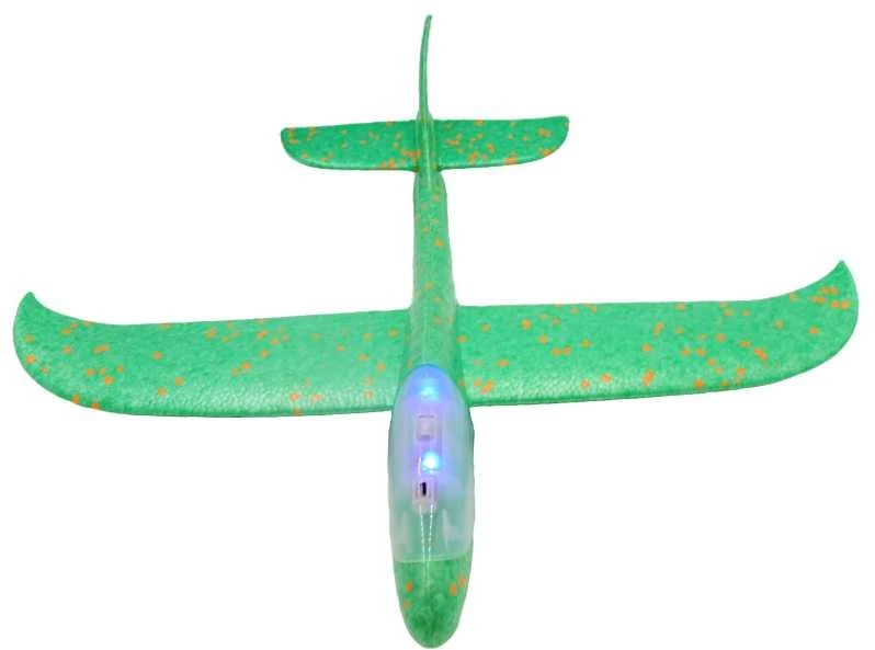 Putplasčio lėktuvas-sklandytuvas su LED šviesomis, 48x48 cm - Geltona