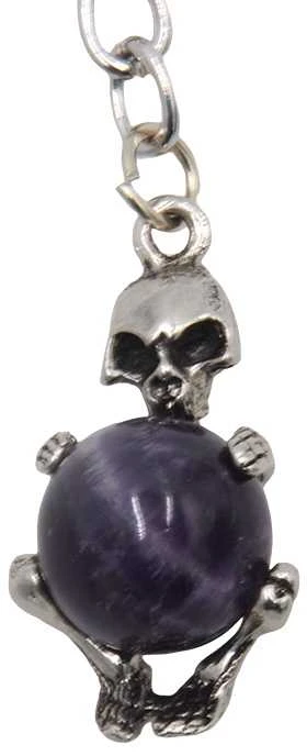 Raktų pakabukas Kaukolė su natūraliais akmenimis - Žalsva4