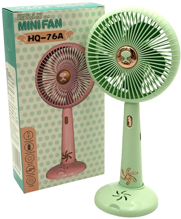 Rankinis „Mini Fan“ USB įkraunamas ventiliatorius su stovu - Žalia