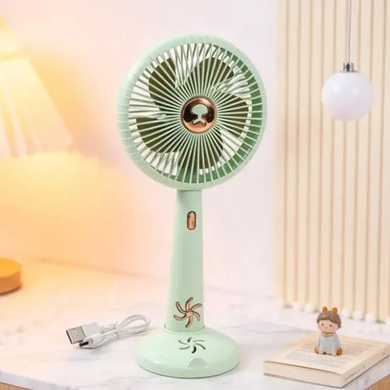 Rankinis „Mini Fan“ USB įkraunamas ventiliatorius su stovu - Žalia