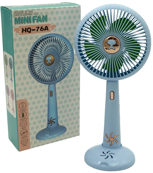 Rankinis „Mini Fan“ USB įkraunamas ventiliatorius su stovu - Žalia