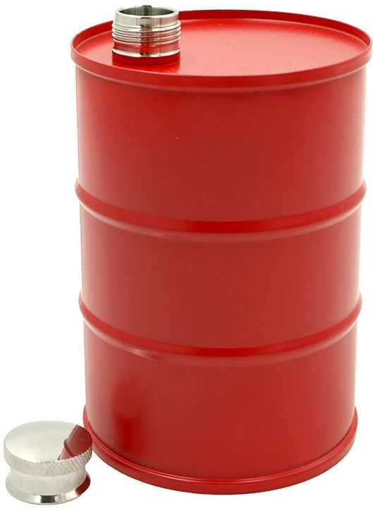 Raudona statinės formos metalinė gertuvė, 600 ml
