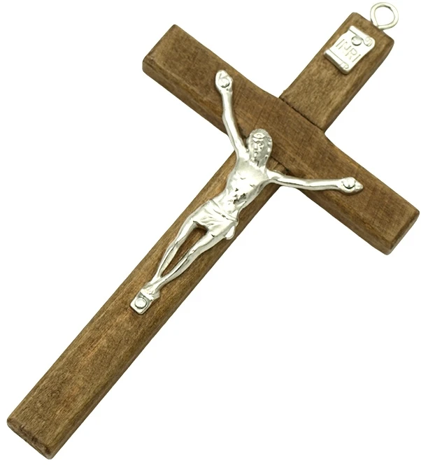 Rudas medinis kryželis, 12 cm
