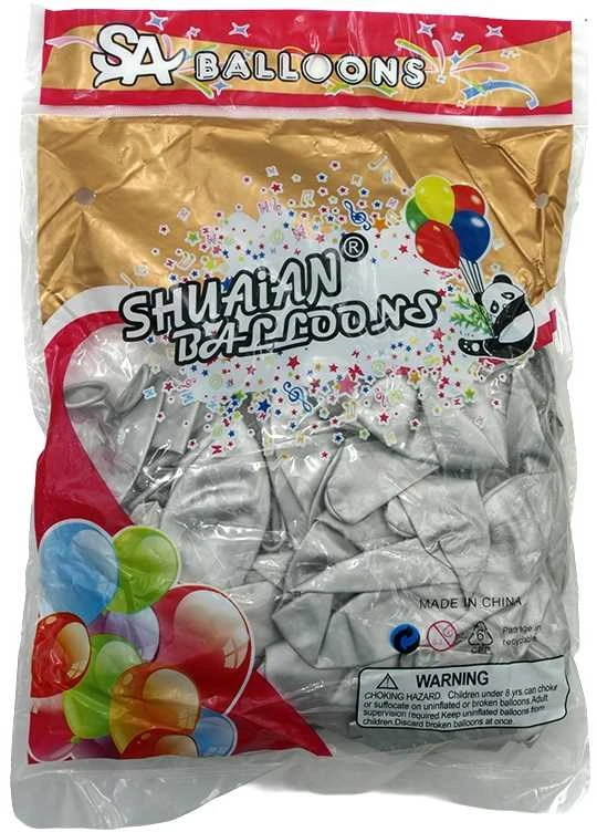 Sidabriniai perlamutriniai balionai, 50 vnt.