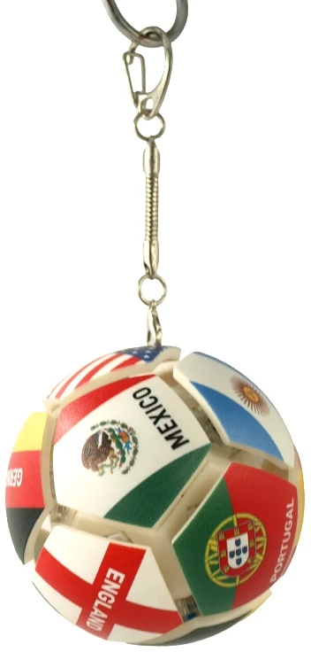 Spaudžiamas raktų pakabukas „Pasaulio futbolo kamuolys“