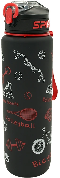 Sportinė plastikinė gertuvė, 1000 ml su dirželiu - Mėlyna