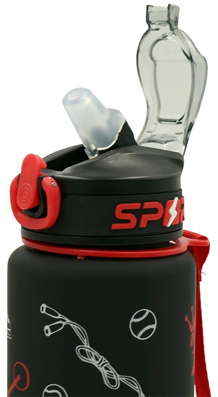 Sportinė plastikinė gertuvė, 1000 ml su dirželiu - Mėlyna