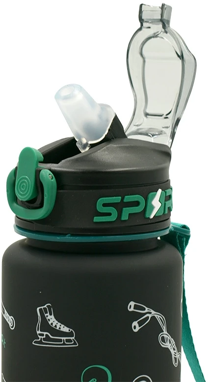 Sportinė plastikinė gertuvė, 1000 ml su dirželiu - Mėlyna