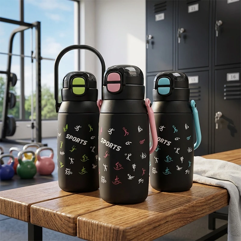 Sportinė plastikinė gertuvė (2in1 sistema), 750 ml - Rožinė