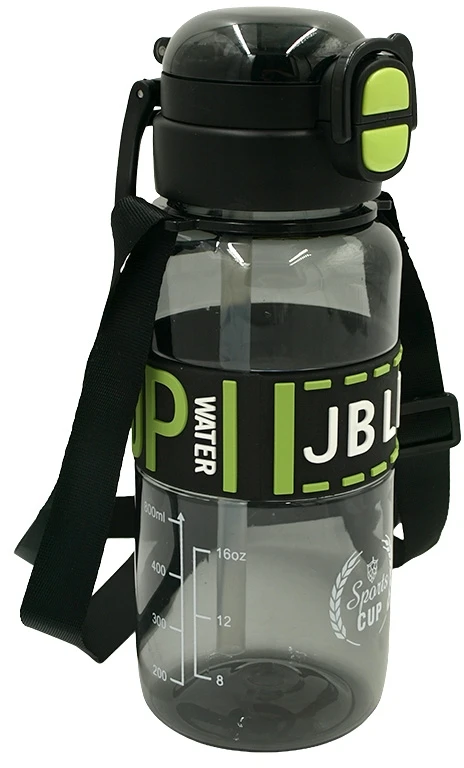 Sportinė plastikinė gertuvė (2in1 sistema), 800 ml - Juoda