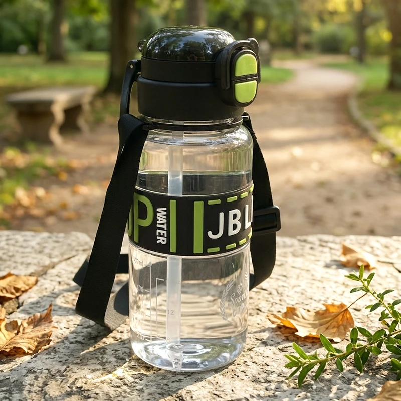 Sportinė plastikinė gertuvė (2in1 sistema), 800 ml - Juoda