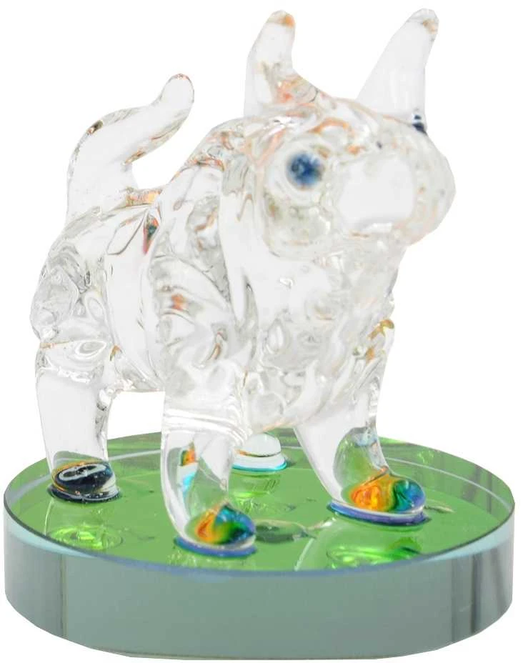 Stiklinė statulėlė Jautis, 4 cm - Ruda
