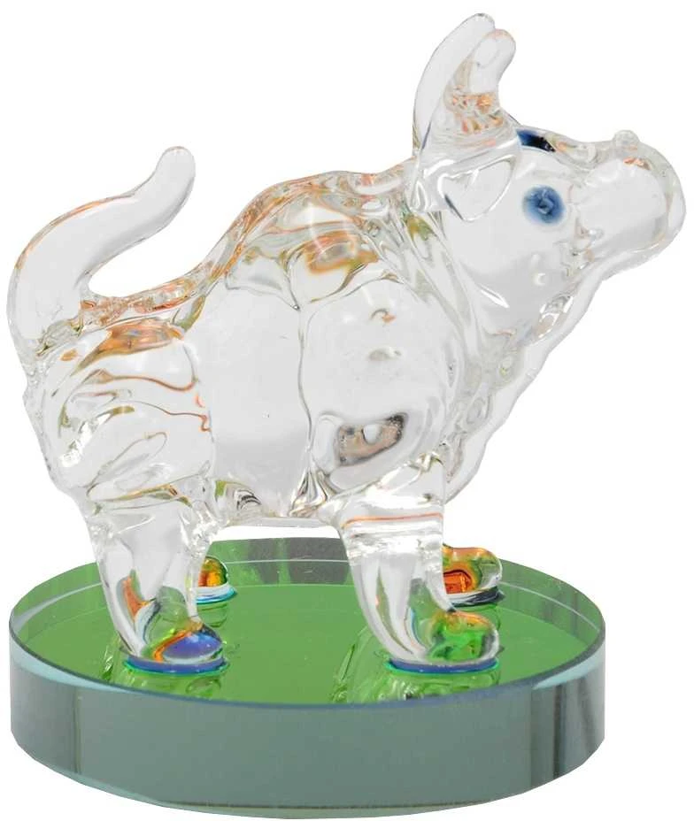 Stiklinė statulėlė Jautis, 4 cm - Ruda