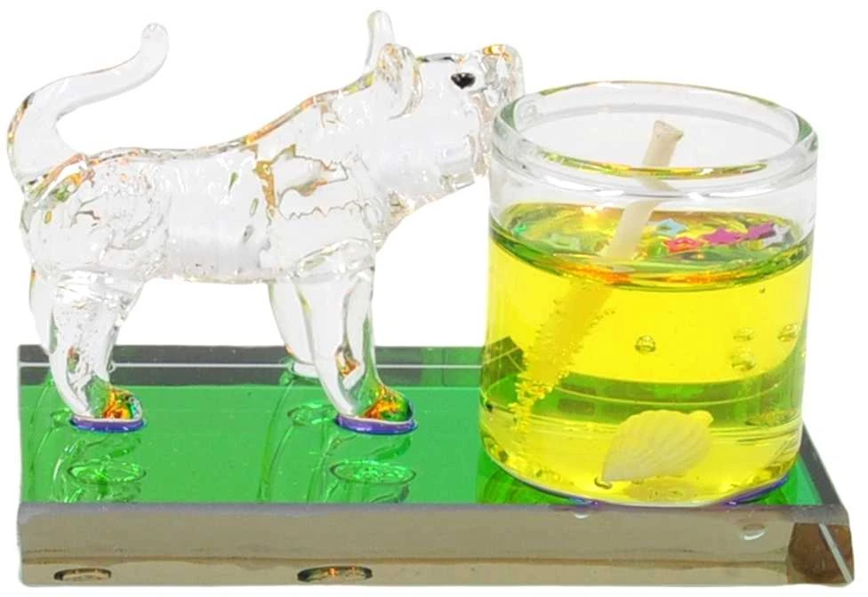 Stiklinis tigras su žvakute, 7 cm - Mėlyna