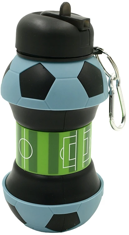 Sulankstoma silikoninė gertuvė-futbolo kamuolys, 550 ml - Žalia
