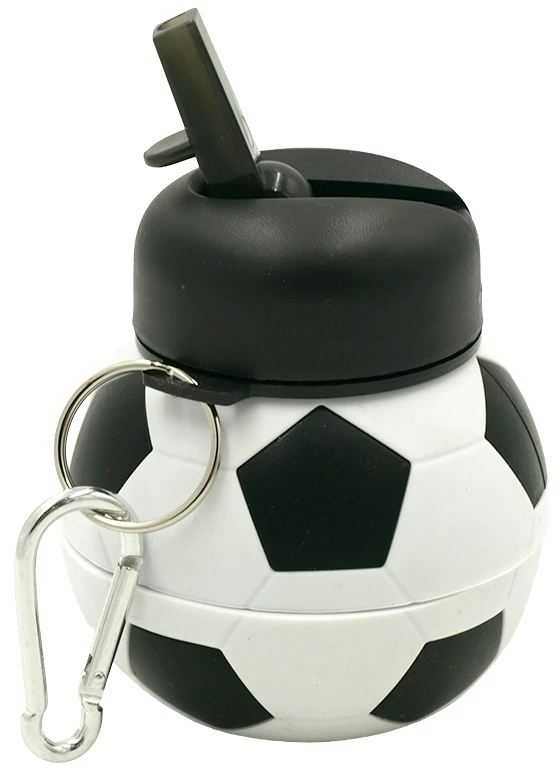 Sulankstoma silikoninė gertuvė-futbolo kamuolys, 550 ml - Žalia