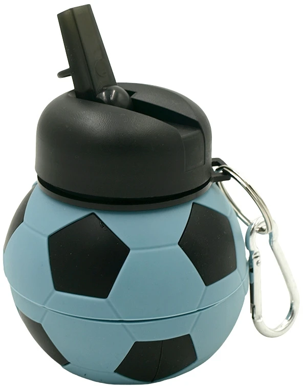 Sulankstoma silikoninė gertuvė-futbolo kamuolys, 550 ml - Žalia