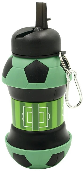 Sulankstoma silikoninė gertuvė-futbolo kamuolys, 550 ml - Žalia