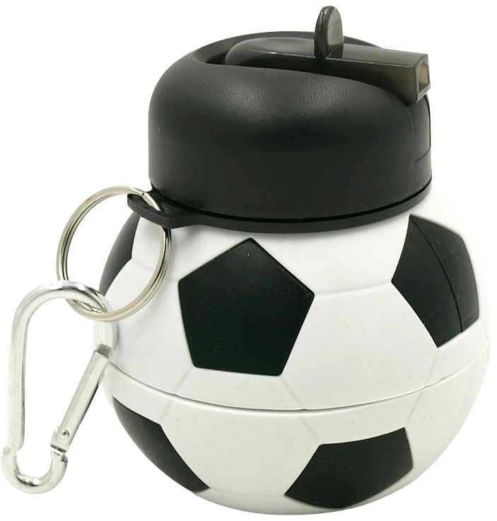 Sulankstoma silikoninė gertuvė-futbolo kamuolys, 550 ml - Žalia