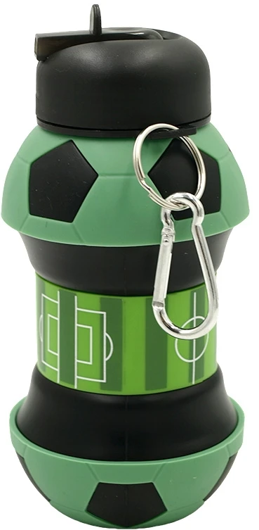 Sulankstoma silikoninė gertuvė-futbolo kamuolys, 550 ml - Žalia