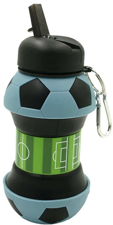 Sulankstoma silikoninė gertuvė-futbolo kamuolys, 550 ml - Žalia