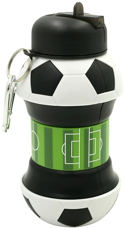 Sulankstoma silikoninė gertuvė-futbolo kamuolys, 550 ml - Žalia