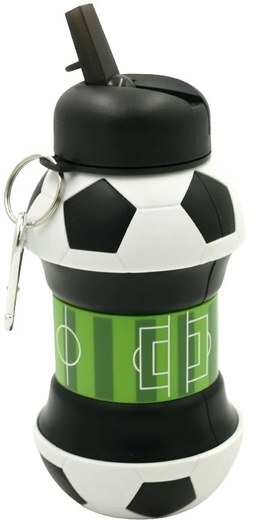 Sulankstoma silikoninė gertuvė-futbolo kamuolys, 550 ml - Žalia