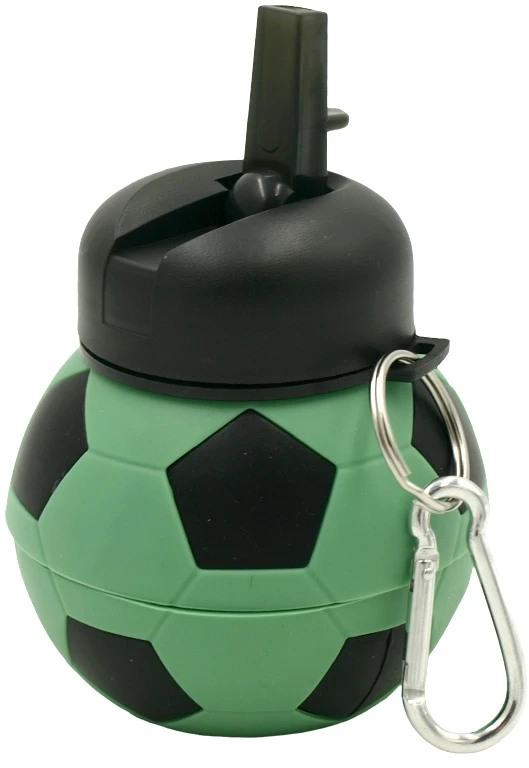 Sulankstoma silikoninė gertuvė-futbolo kamuolys, 550 ml - Žalia