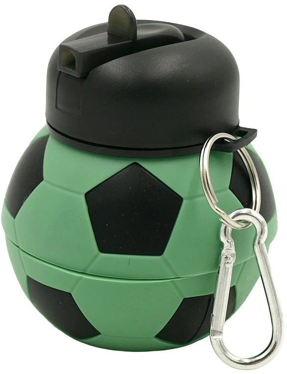 Sulankstoma silikoninė gertuvė-futbolo kamuolys, 550 ml - Žalia