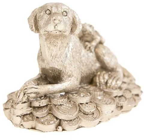 Statulėlė Šuniukas ant monetų - Auksinė