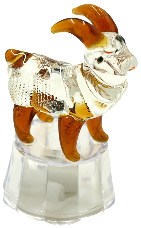 Šviečianti stiklinė skulptūrėlė Ožys, 7 cm - Ruda