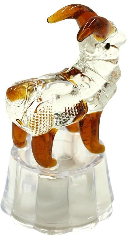 Šviečianti stiklinė skulptūrėlė Ožys, 7 cm - Ruda