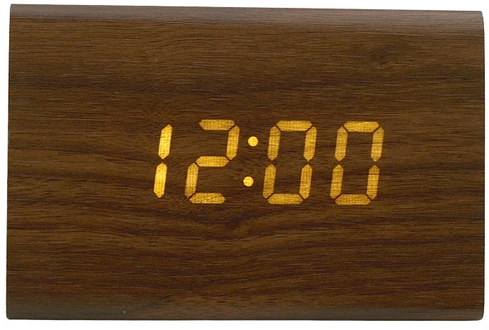 Trikampis medinio dizaino LED žadintuvas, h 7 cm - Smėlinė