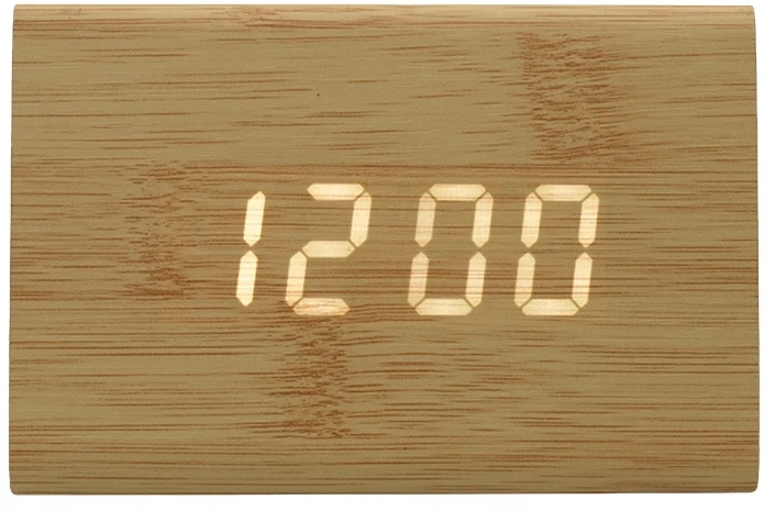 Trikampis medinio dizaino LED žadintuvas, h 7 cm - Smėlinė
