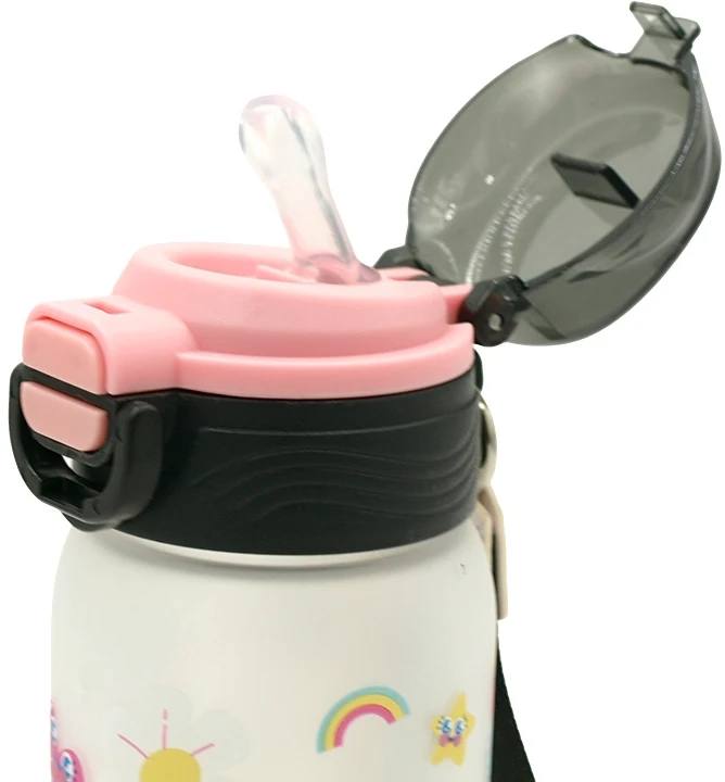 Vaikiška plastikinė gertuvė (2in1 sistema), 450 ml - Rožinė