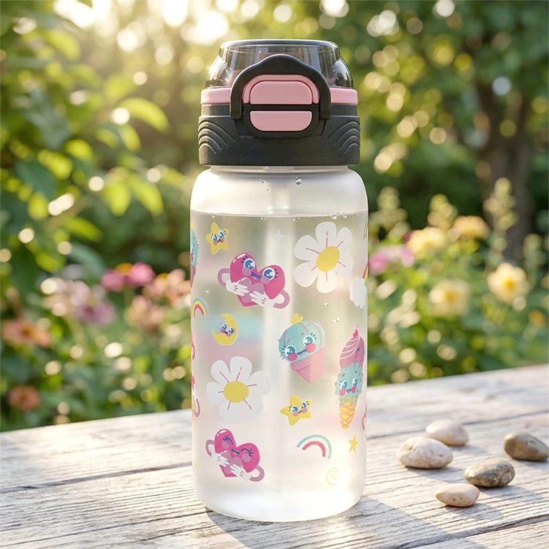 Vaikiška plastikinė gertuvė (2in1 sistema), 450 ml - Rožinė