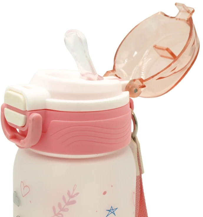 Vaikiška plastikinė gertuvė (2in1 sistema), 450 ml - Rožinė