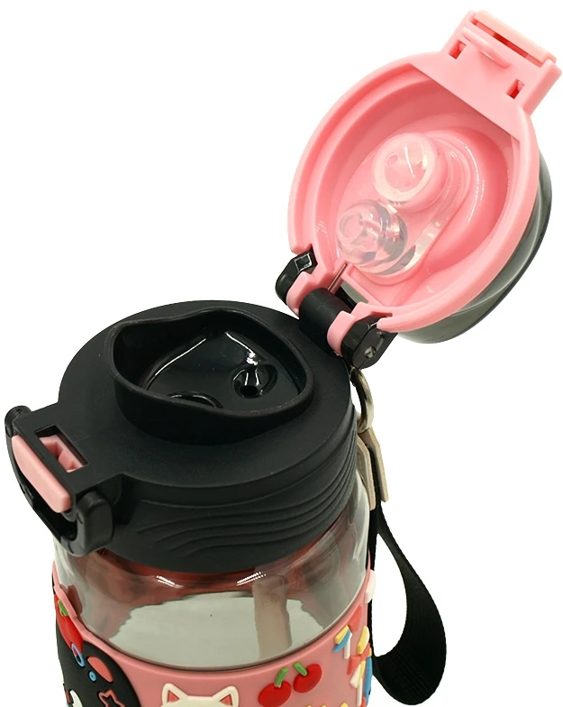 Vaikiška plastikinė gertuvė (2in1 sistema), 450 ml - Juoda