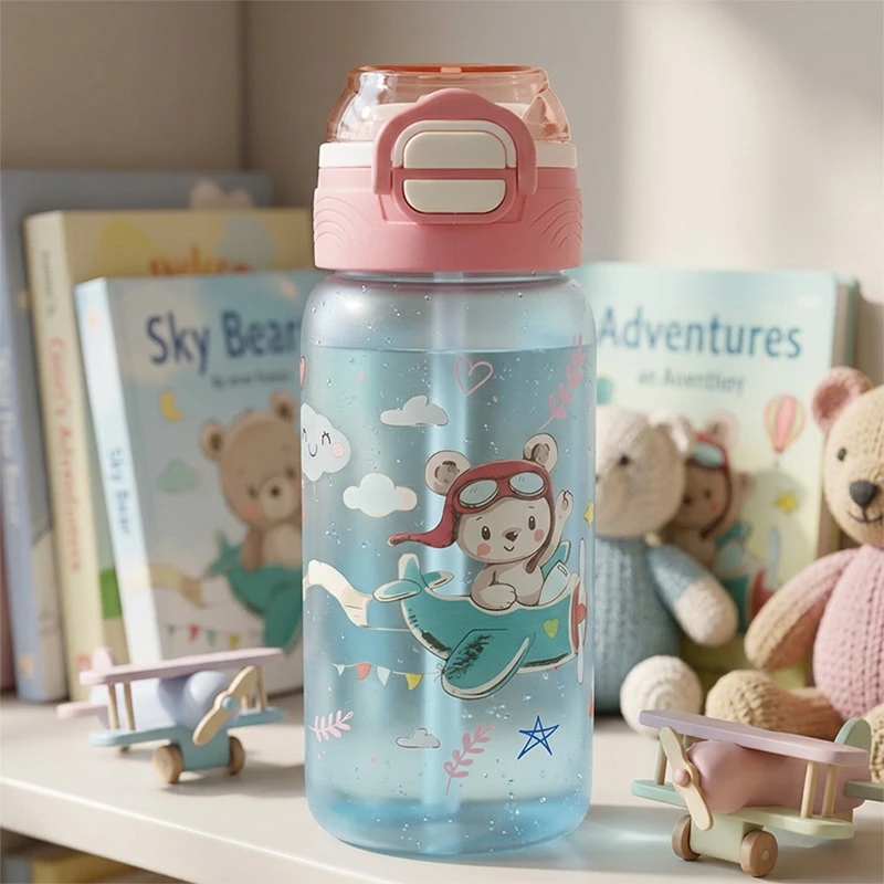 Vaikiška plastikinė gertuvė (2in1 sistema), 450 ml - Rožinė