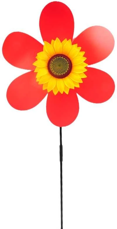 Vėjo malūnėlis su saulėgrąža, 73 cm - Raudona