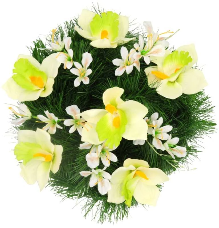 Vėlinių vainikas iš dirbtinių orchidėjų ir smulkių gėlių - Violetinė