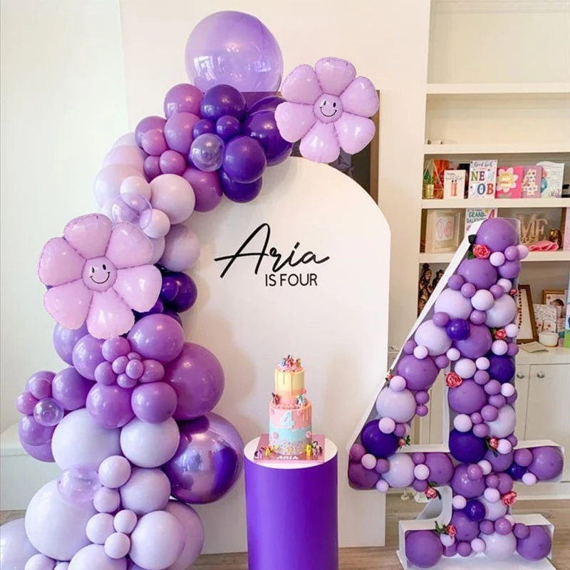 Violetinis folinis balionas Gėlytė, 43 cm