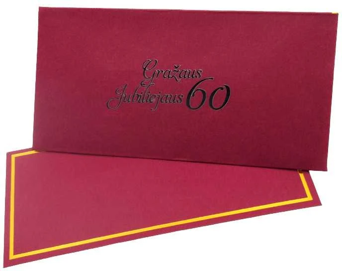Vokas su kortele "Gražaus jubiliejaus 60" 19x9,5 cm, 190 g - Ruda