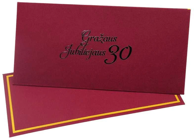 Vokas su kortele "Gražaus jubiliejaus 30" 19x9,5 cm, 190 g - Ruda