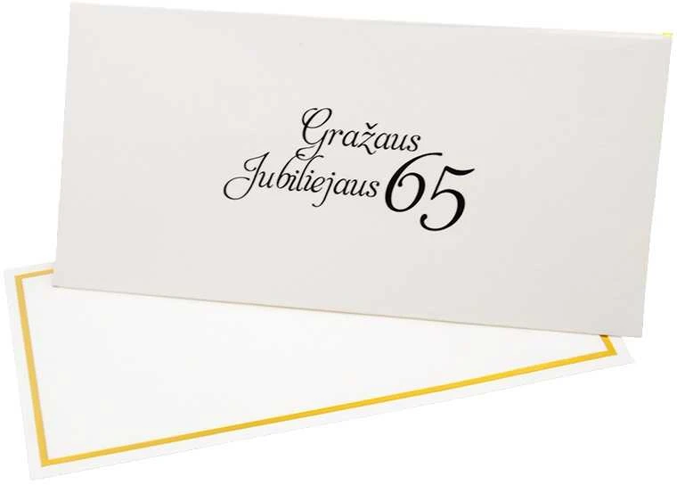 Vokas su kortele "Gražaus jubiliejaus 65" 19x9,5 cm, 190 g - Geltona