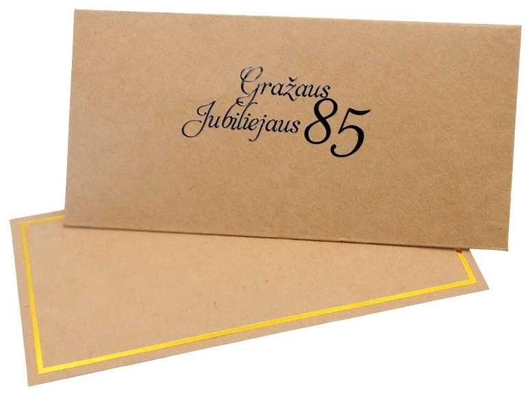 Vokas su kortele "Gražaus jubiliejaus 85" 19x9,5 cm, 190 g - Tamsiai raudona